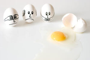 Problemlösung, Eier, nicht sehen, nicht hören, nicht sprechen, zerbrechen